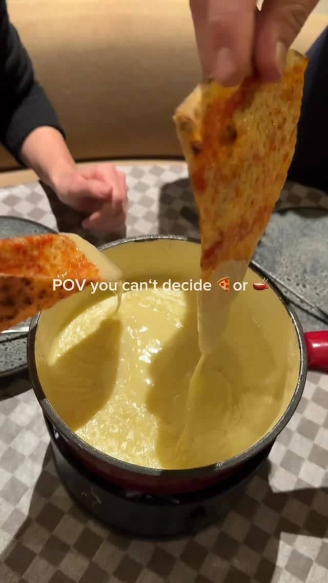 Pizza slice meets fondue — Basel only